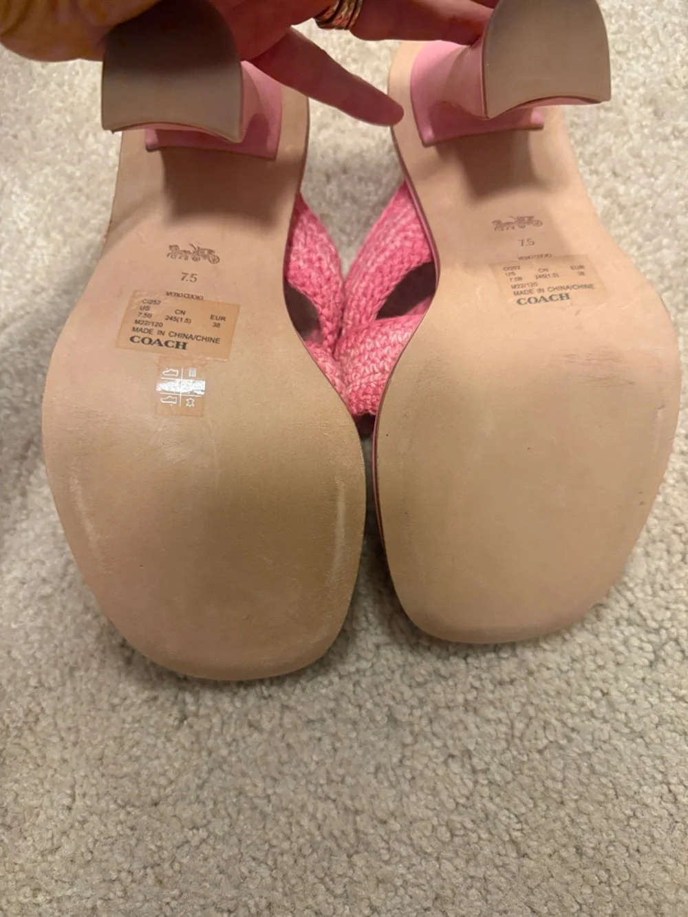 Coach Pink Woven Slide Mules - Picture 3 of 6